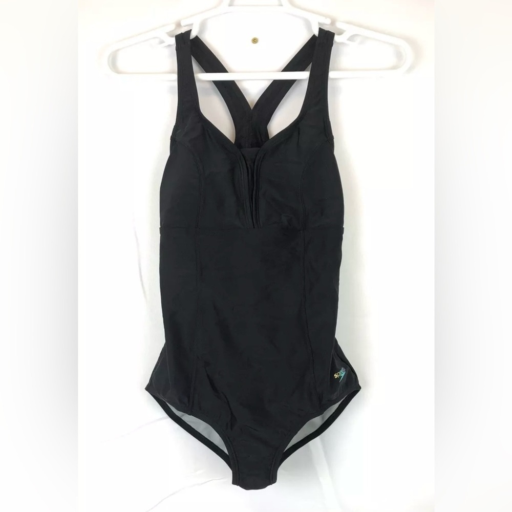 Speedo Women’s Black One Piece Swimsuit, Size 12
